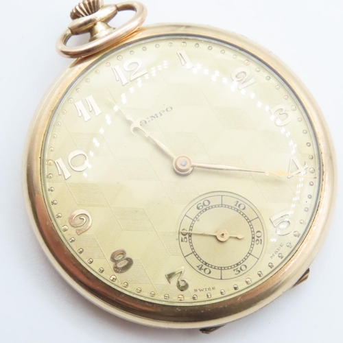 1563 - Vintage Filled Gold Half Hunter Pocketwatch 4cm Diameter