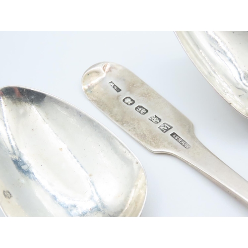 1569 - Four Silver Serving Spoons 20cm Long