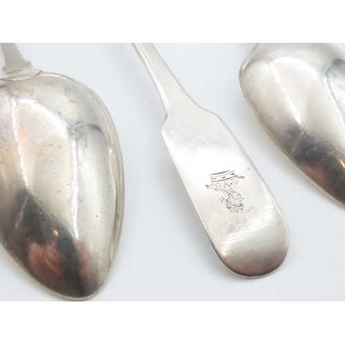 1569 - Four Silver Serving Spoons 20cm Long