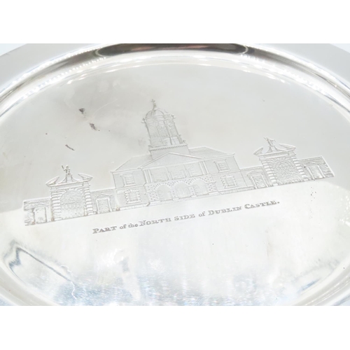 1570 - Commemorative Salver Circular Form Depicting Part of the North Side of Dublin Castle Hallmarked Roya... 