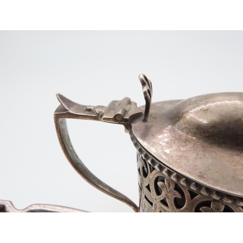 1572 - Silver Table Salt and Mustard Pot with Silver Spoon