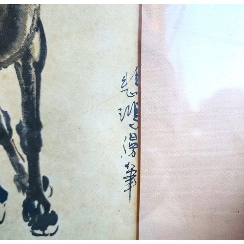 158 - Oriental Picture of Horse Signed with Characters Lower Right Approximately 12 Inches High x 8 Inches... 