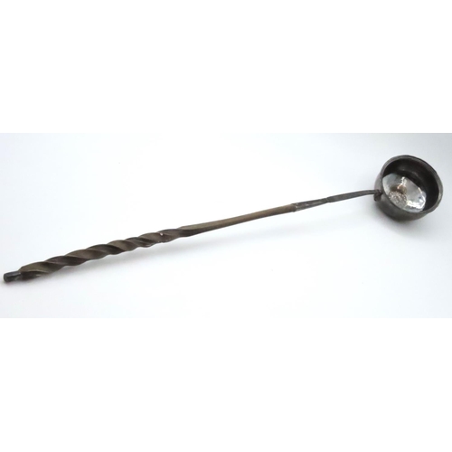 1581 - Georgian Silver Ladle with Turned Handle 60cm Long