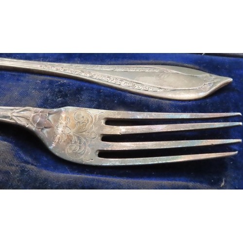 1582 - Silver Presentation Fork and Spoon Contained within Original Presentation Case Each 16cm Long