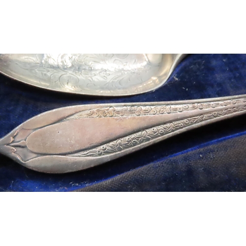 1582 - Silver Presentation Fork and Spoon Contained within Original Presentation Case Each 16cm Long