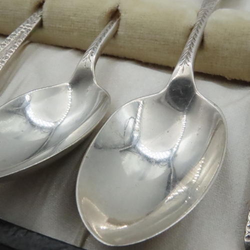 1583 - Set of Six Silver Tea Spoons in Presentation Case Each 13cm Long