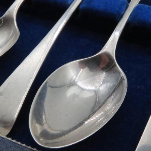 1584 - Set of Six Silver Tea Spoons in Presentation Case Each 12cm Long