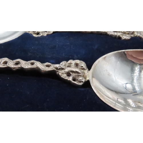 1585 - Pair of Silver Apostle Spoons Contained within Original Presentation Case Hallmarked