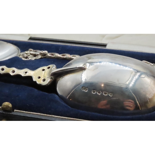 1585 - Pair of Silver Apostle Spoons Contained within Original Presentation Case Hallmarked