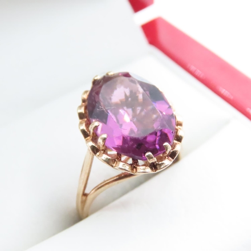 1599 - Amethyst Statement Ring Mounted in 9 Carat Yellow Gold Ring Size I and a Half