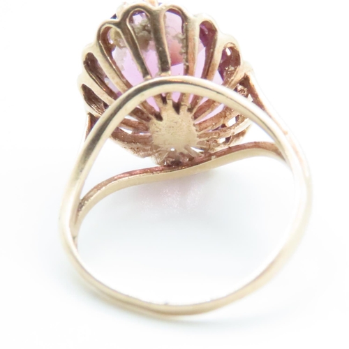 1599 - Amethyst Statement Ring Mounted in 9 Carat Yellow Gold Ring Size I and a Half