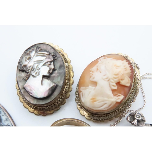 1603 - Collection of Various Silver Jewellery Items Including Cameo Brooch