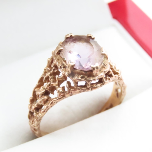 1615 - Smoky Amethyst Set in 9 Carat Yellow Gold Ring Size O