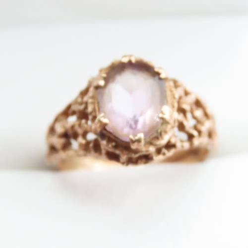 1615 - Smoky Amethyst Set in 9 Carat Yellow Gold Ring Size O