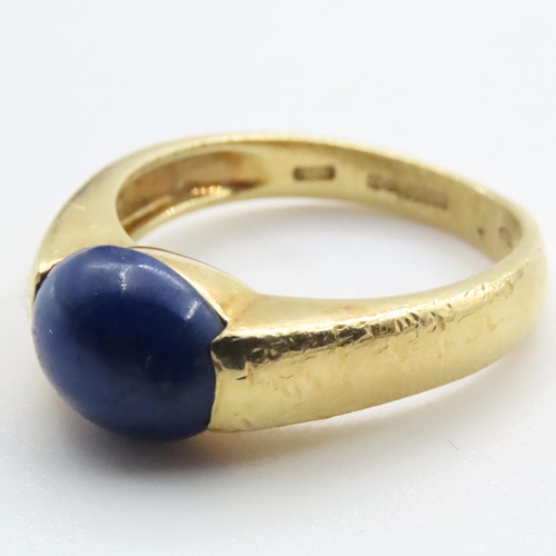 1616 - Polished Half Bezel Set Lapis Lazuli Mounted in 18 Carat Yellow Gold Ring Size O