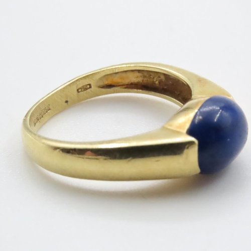 1616 - Polished Half Bezel Set Lapis Lazuli Mounted in 18 Carat Yellow Gold Ring Size O