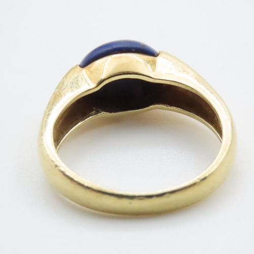 1616 - Polished Half Bezel Set Lapis Lazuli Mounted in 18 Carat Yellow Gold Ring Size O