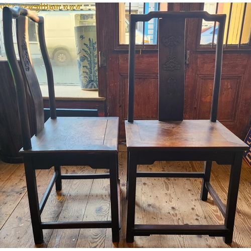 162 - Pair of Antique Chinese Hardwood Temple Chairs Full Size