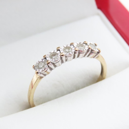 1626 - Five Stone Diamond Ring Mounted on 9 Carat Yellow Gold Ring Size R