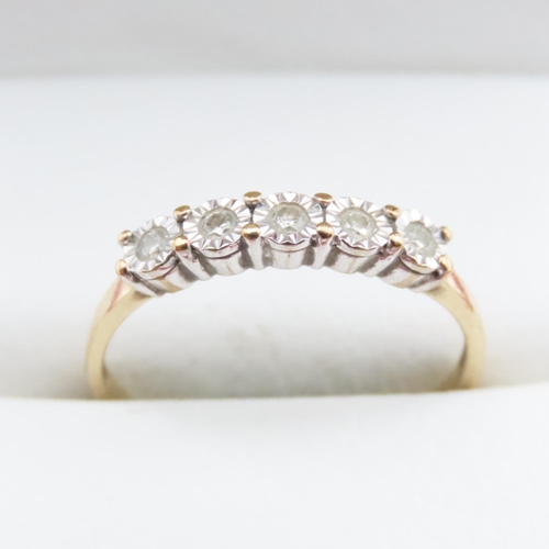 1626 - Five Stone Diamond Ring Mounted on 9 Carat Yellow Gold Ring Size R