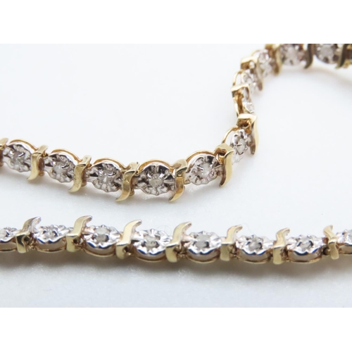 1628 - 9 Carat Yellow Gold Diamond Set Bracelet 19cm Long