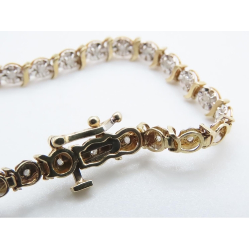 1628 - 9 Carat Yellow Gold Diamond Set Bracelet 19cm Long