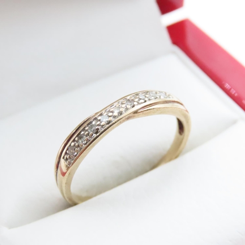 1633 - Diamond Set Crossover Motif Ring Set in 9 Carat Yellow Gold Ring Size Q and a Half