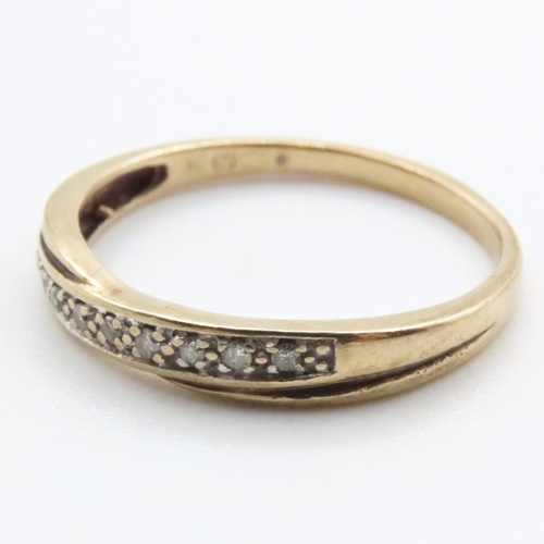 1633 - Diamond Set Crossover Motif Ring Set in 9 Carat Yellow Gold Ring Size Q and a Half