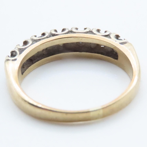 1642 - Seven Stone Diamond and Sapphire Half Eternity Ring Mounted in 9 Carat Yellow Gold Ring Size M