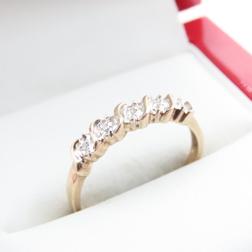 1643 - Half Bezel Set Five Stone Diamond Ring Set in 9 Carat Yellow Gold Ring Size P and a Half