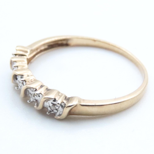 1643 - Half Bezel Set Five Stone Diamond Ring Set in 9 Carat Yellow Gold Ring Size P and a Half