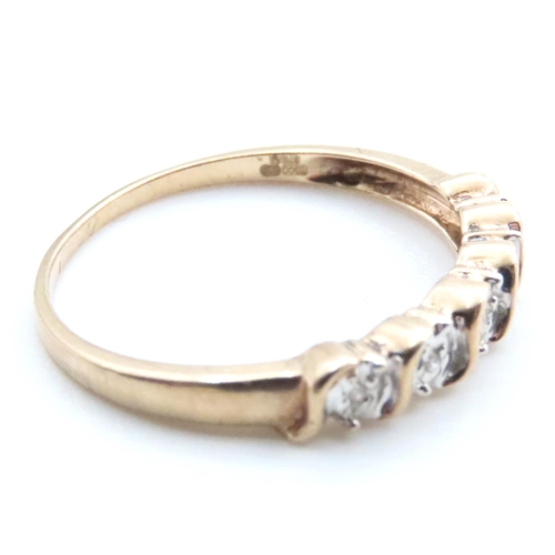 1643 - Half Bezel Set Five Stone Diamond Ring Set in 9 Carat Yellow Gold Ring Size P and a Half