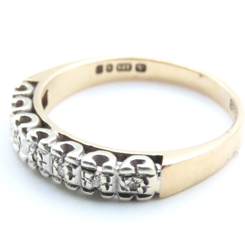 1649 - Diamond Set Half Eternity Ring Set in 9 Carat Yellow Gold Ring Size N