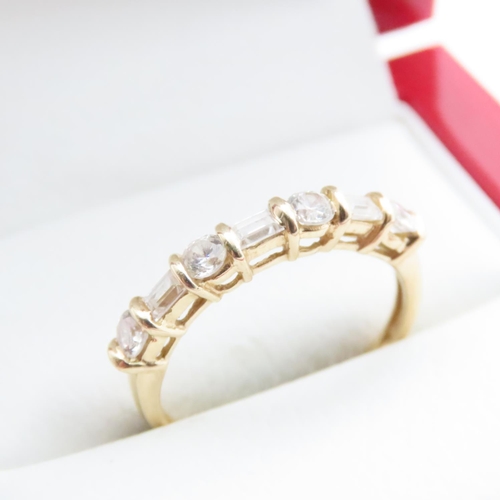 1652 - Seven Stone Gemset Ring Mounted in 14 Carat Yellow Gold Ring Size O