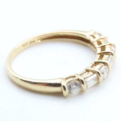 1652 - Seven Stone Gemset Ring Mounted in 14 Carat Yellow Gold Ring Size O