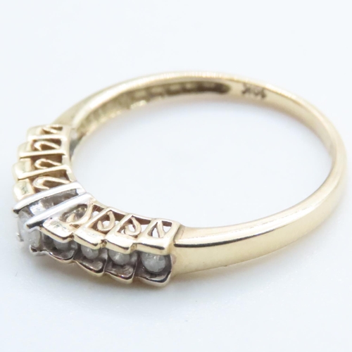 1656 - Nine Stone Bar Set Diamond Ring Mounted in 10 Carat Yellow Gold Ring Size N and a Half