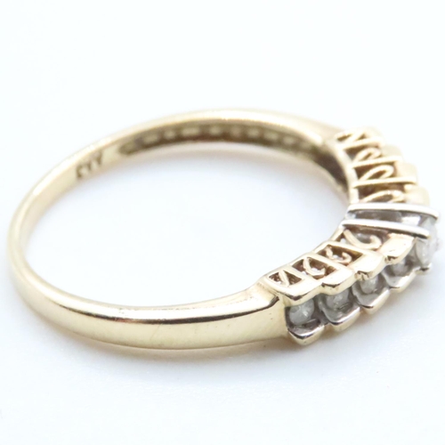 1656 - Nine Stone Bar Set Diamond Ring Mounted in 10 Carat Yellow Gold Ring Size N and a Half