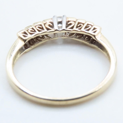 1656 - Nine Stone Bar Set Diamond Ring Mounted in 10 Carat Yellow Gold Ring Size N and a Half