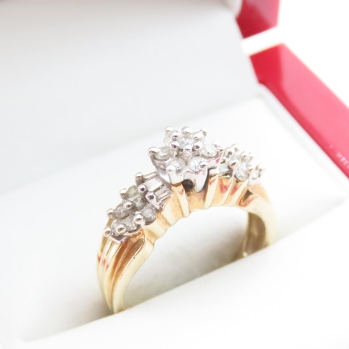 1657 - Ladies Diamond Cluster Ring Set in 14 Carat Yellow Gold Ring Size N