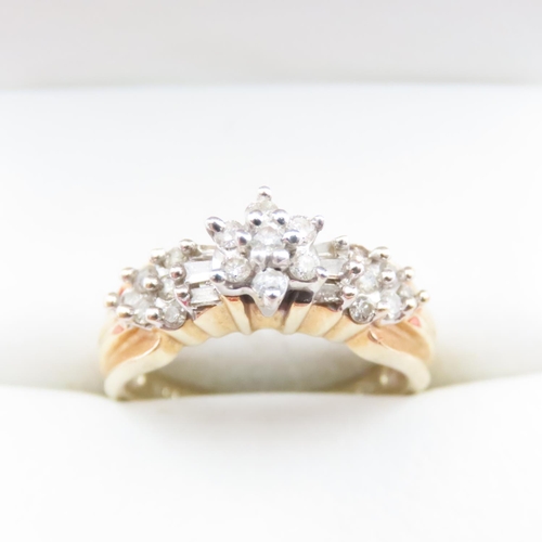 1657 - Ladies Diamond Cluster Ring Set in 14 Carat Yellow Gold Ring Size N