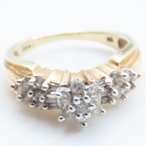 1657 - Ladies Diamond Cluster Ring Set in 14 Carat Yellow Gold Ring Size N