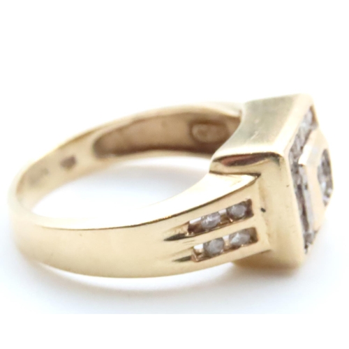 1661 - Square Halo Diamond Ring Mounted on 10 Carat Yellow Gold Ring Size M and a Half