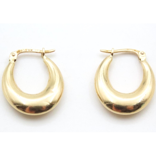 1663 - Pair of 14 Carat Yellow Gold Hoop Earrings 2cm High