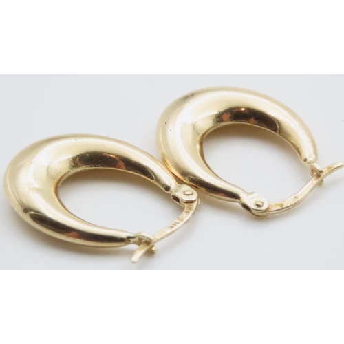 1663 - Pair of 14 Carat Yellow Gold Hoop Earrings 2cm High