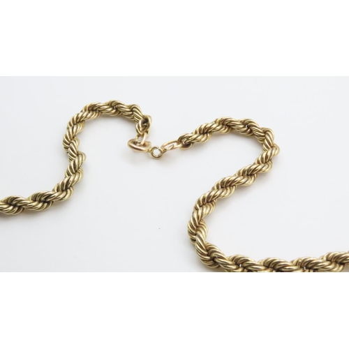 1671 - 9 Carat Yellow Gold Rope Twist Form Necklace 40cm Long