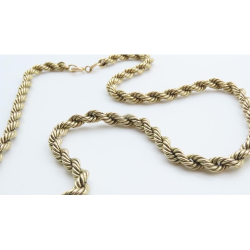 1671 - 9 Carat Yellow Gold Rope Twist Form Necklace 40cm Long