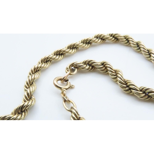 1671 - 9 Carat Yellow Gold Rope Twist Form Necklace 40cm Long