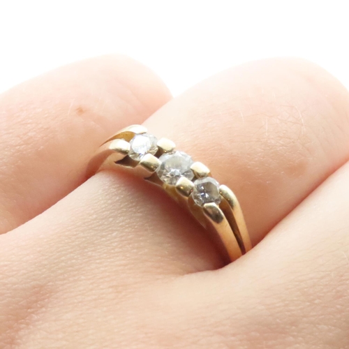 1676 - Diamond Three Stone Ring Mounted on 18 Carat Yellow Gold Band Ring Size N and a Half