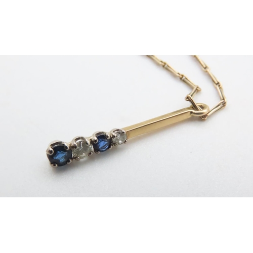 1679 - Sapphire and Diamond Pendant Set in 18 Carat Yellow Gold 2.5cm High Further Set on 9 Carat Yellow Go... 