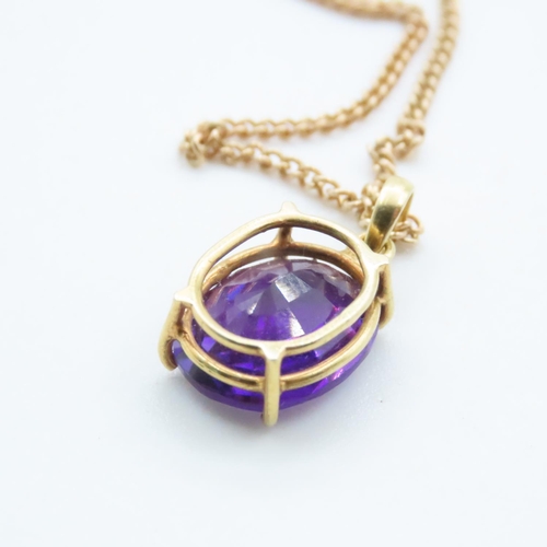 1683 - Amethyst Pendant Set in 9 Carat Yellow Gold 2cm Drop Further Set on 9 Carat Yellow Gold Chain 44cm L... 